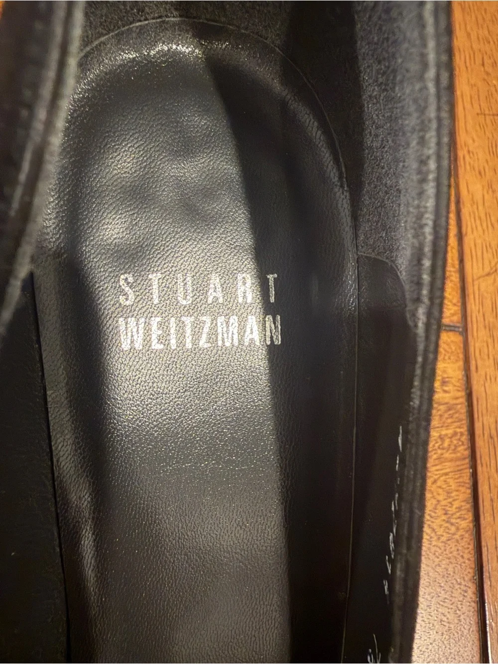 Stuart Weitzman Black suede kitten heel Pumps with Leopard Print Pointed Toe 7.5